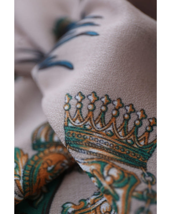 Navy piping scarf with elegant carriage pattern