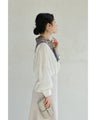 Navy piping scarf with elegant carriage pattern