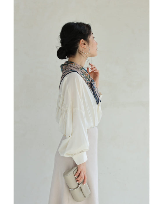 Navy piping scarf with elegant carriage pattern