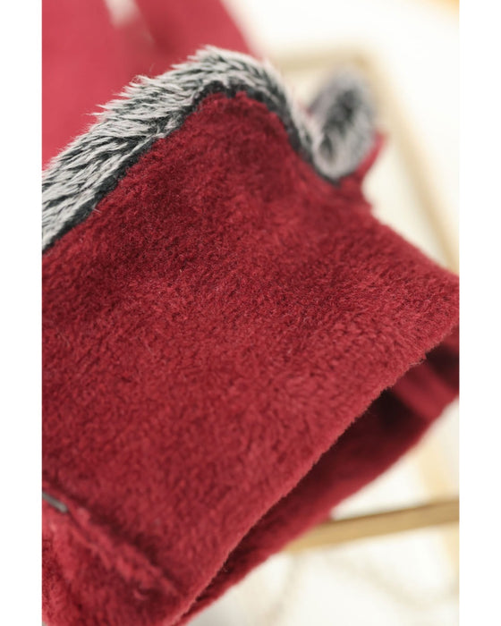 裏側起毛であったか。冬を彩る赤のプチリボン手袋