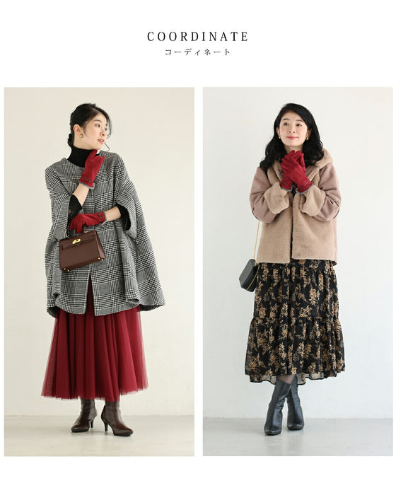 裏側起毛であったか。冬を彩る赤のプチリボン手袋