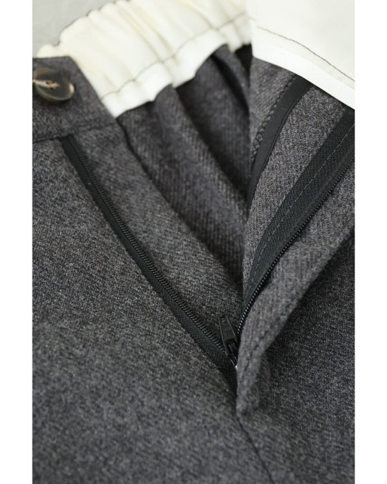 美シルエットのウール調ワイドパンツ（ベルト付き）