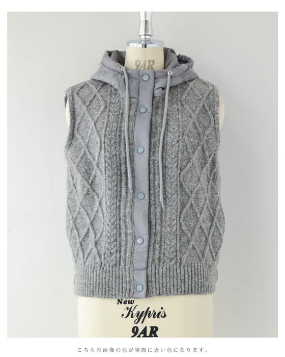 ニットと中綿キルティングの異素材組み合わせベスト