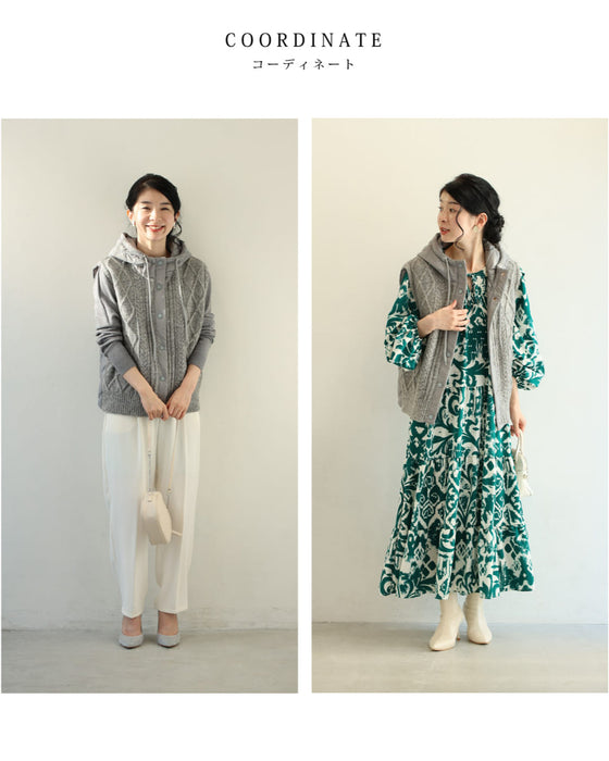 ニットと中綿キルティングの異素材組み合わせベスト