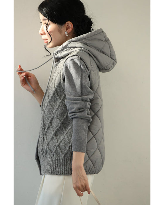 ニットと中綿キルティングの異素材組み合わせベスト