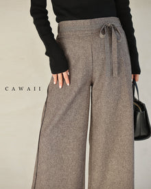  Elegant wide pants with ribbon waist