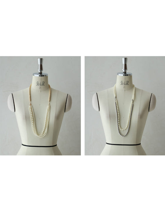 様々に着用できる。フリーダムな軽量パールネックレス