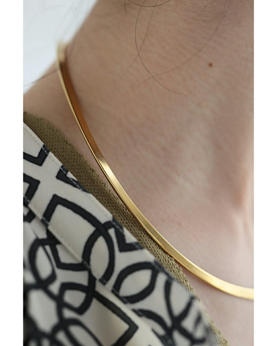 首元囲む金環銀環のチョーカーネックレス