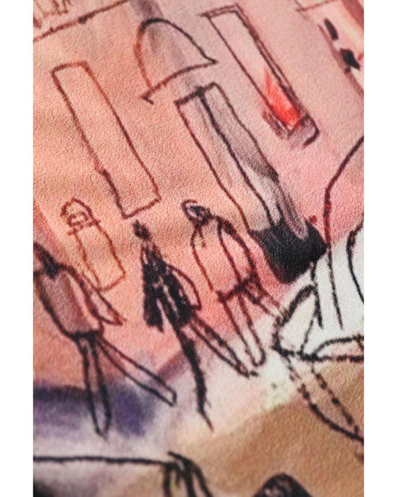 旅で見かけた街並みの風景画チュニック
