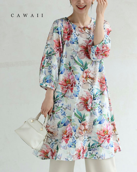 気分華やぐ春満開Aラインチュニック