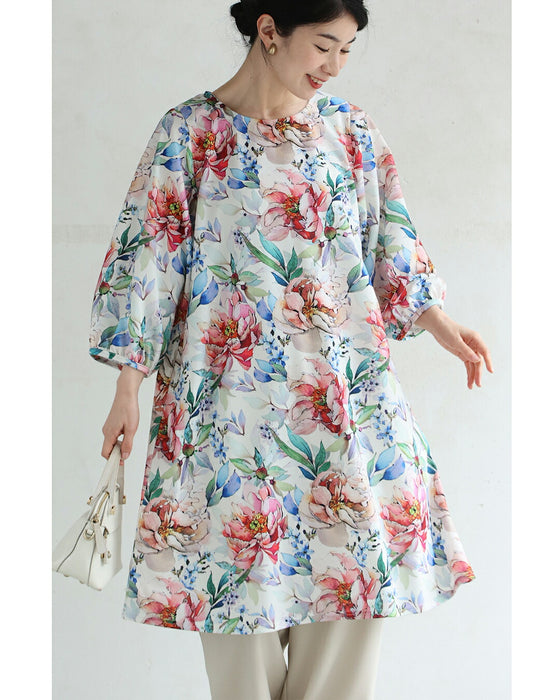 気分華やぐ春満開Aラインチュニック