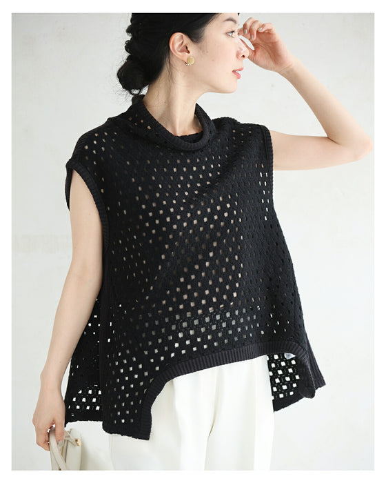 オシャレ度アップする重ね着用編みニットベスト