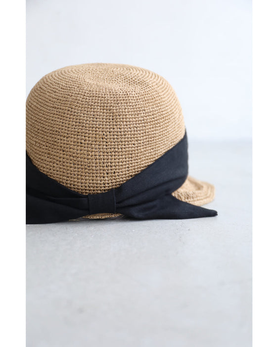 ラップリボンのストローハット