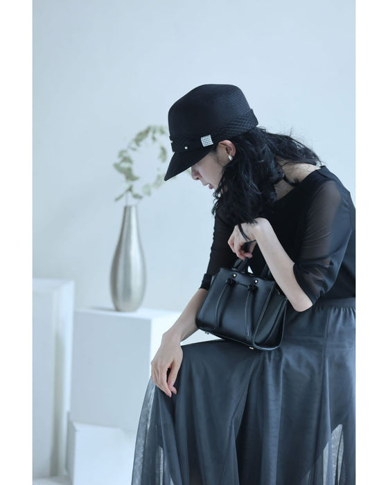 デコレーションパールの麦わら風帽子