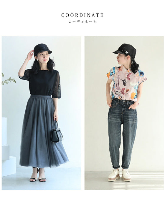 デコレーションパールの麦わら風帽子