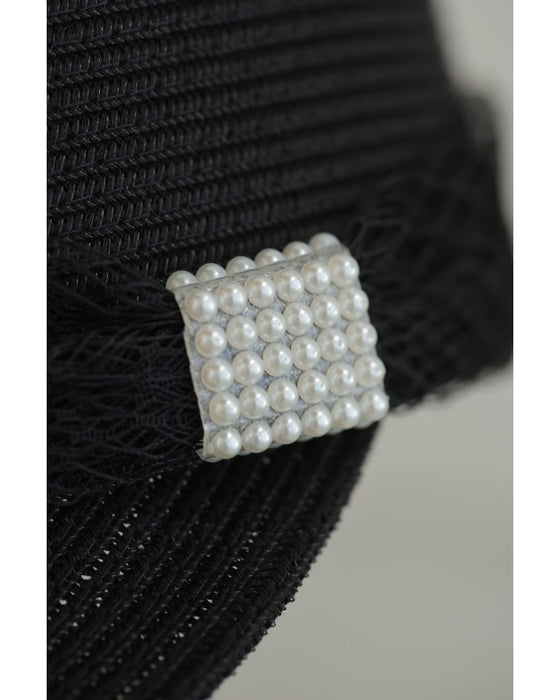 デコレーションパールの麦わら風帽子