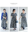 涼やかな版画風アートロングワンピース