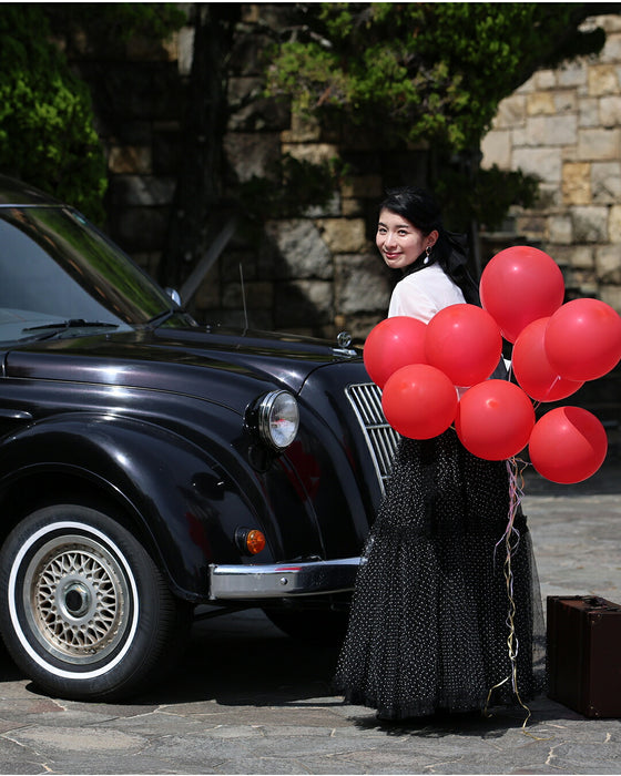 たっぷりふわふわドットチュールロングスカート