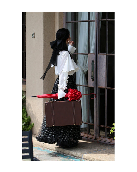 たっぷりふわふわドットチュールロングスカート