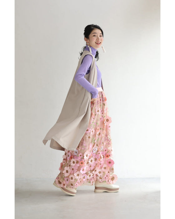 春満開お花に包まれるベールロングスカート