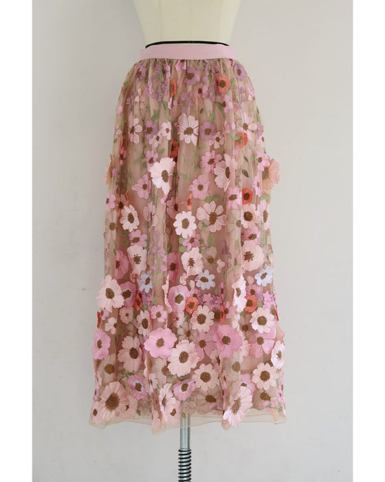 春満開お花に包まれるベールロングスカート