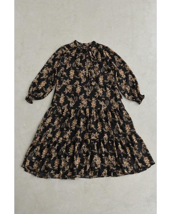 【予約商品】黄金色に染まる花のボウタイミディアムワンピース