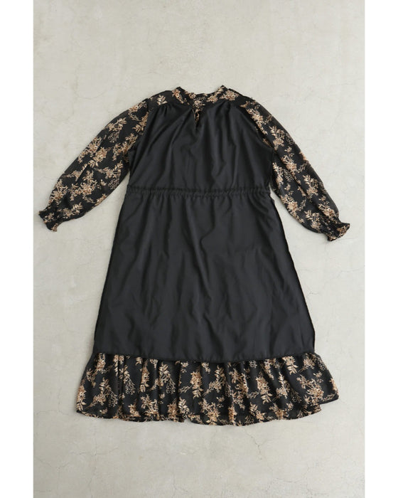 【予約商品】黄金色に染まる花のボウタイミディアムワンピース