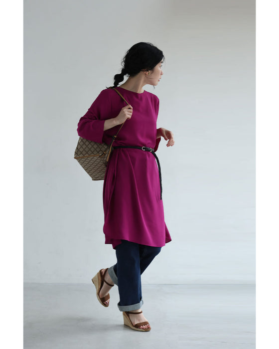 華やぎピンクのサイドスリットチュニック