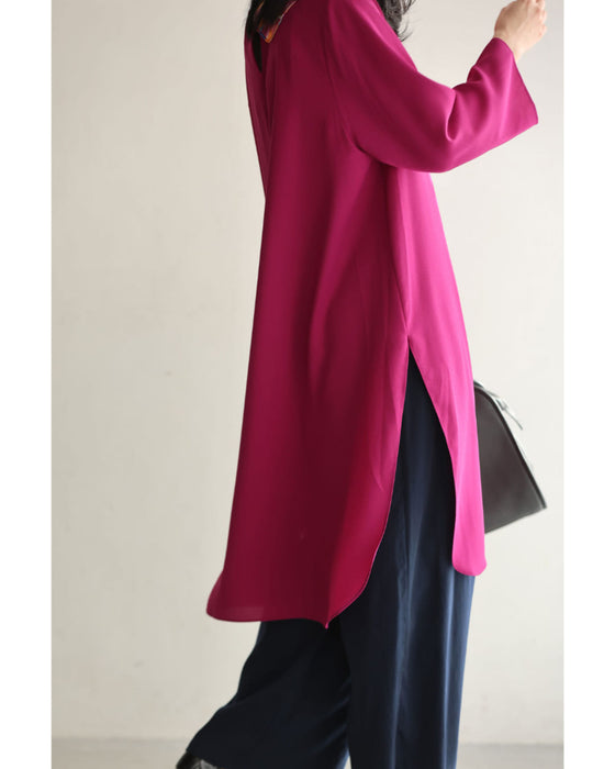 華やぎピンクのサイドスリットチュニック