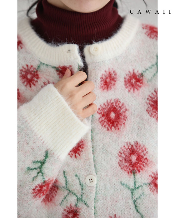 コスモス咲き誇る花めきカーディガン