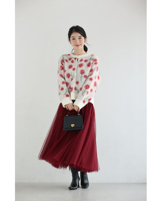 コスモス咲き誇る花めきカーディガン