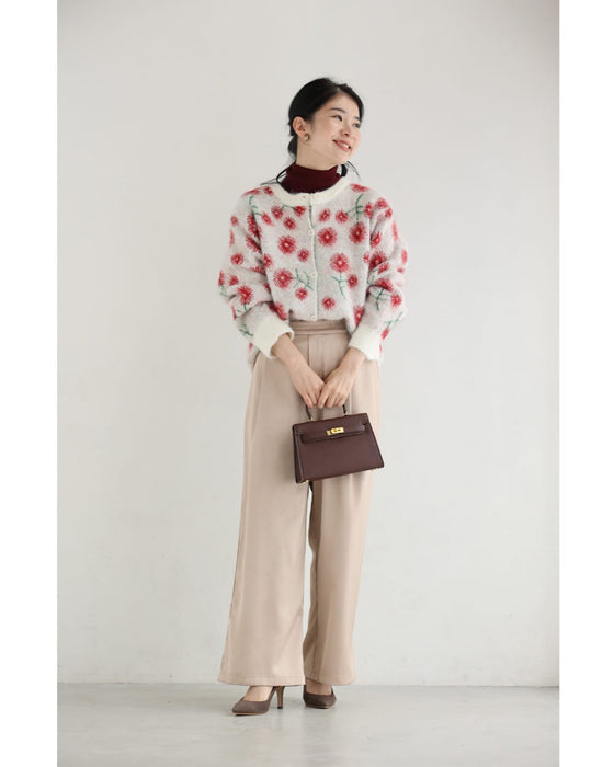 コスモス咲き誇る花めきカーディガン