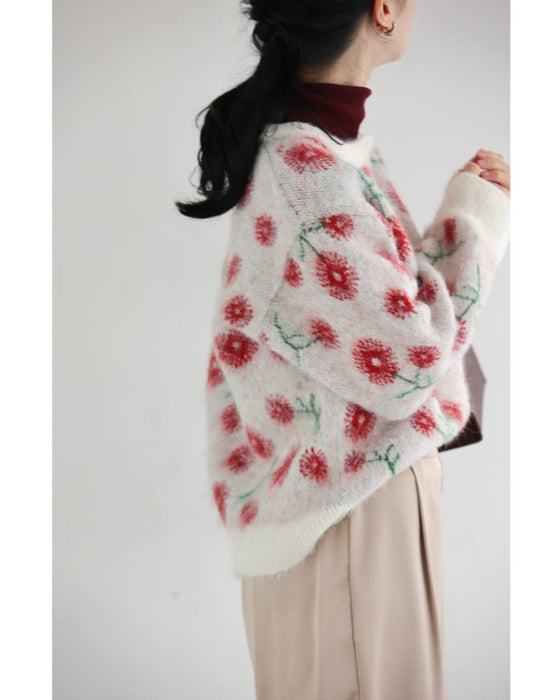 コスモス咲き誇る花めきカーディガン