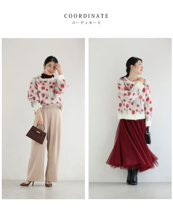 コスモス咲き誇る花めきカーディガン