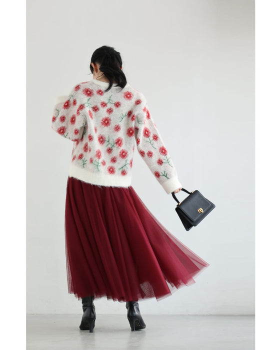 コスモス咲き誇る花めきカーディガン