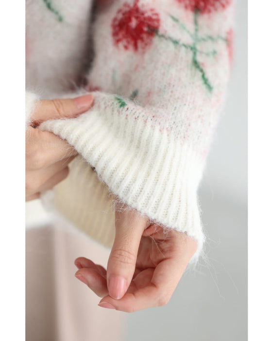 コスモス咲き誇る花めきカーディガン