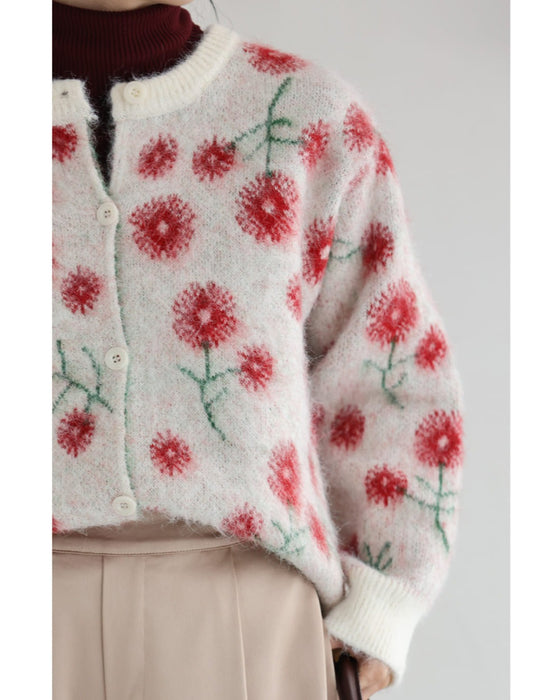 コスモス咲き誇る花めきカーディガン