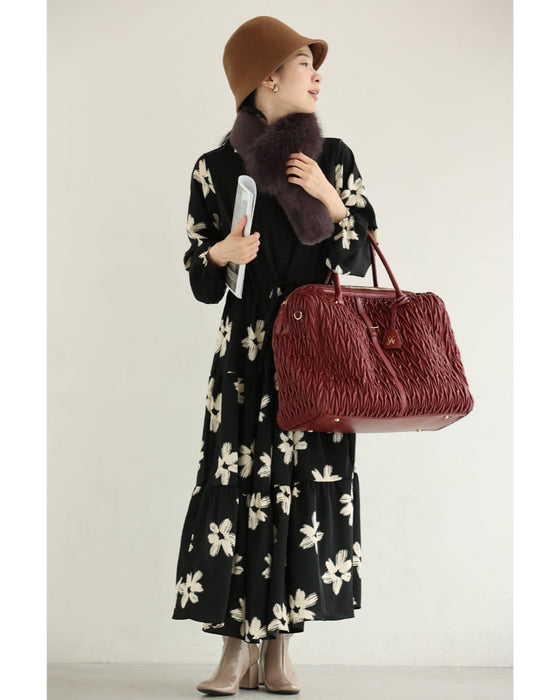 【予約商品】白い花のペイントアートロングワンピース