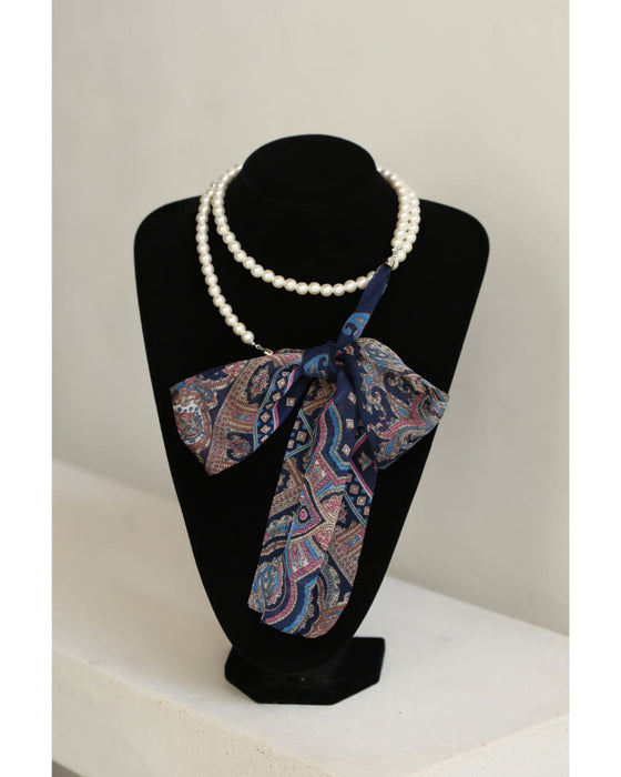 リボンとパールのドッキングマルチウェイネックレス