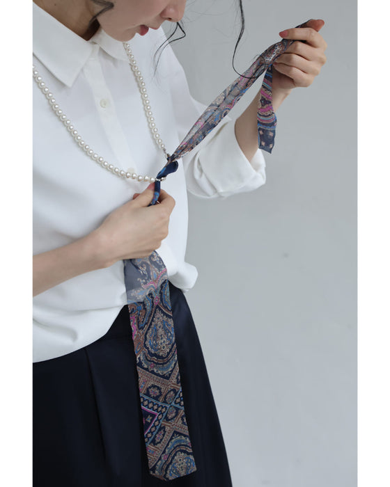 リボンとパールのドッキングマルチウェイネックレス