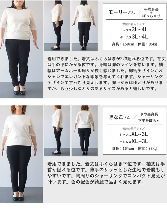 淡いブルーの花が降る胸元シャーリングミディアムワンピース