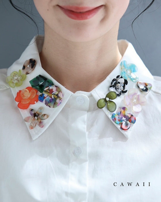 襟元で魅せるボタンコレクションシャツトップス – ONE PEACE ONLINE