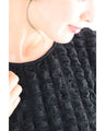 ひらりフレア裾のポコポコ素材ロングワンピース