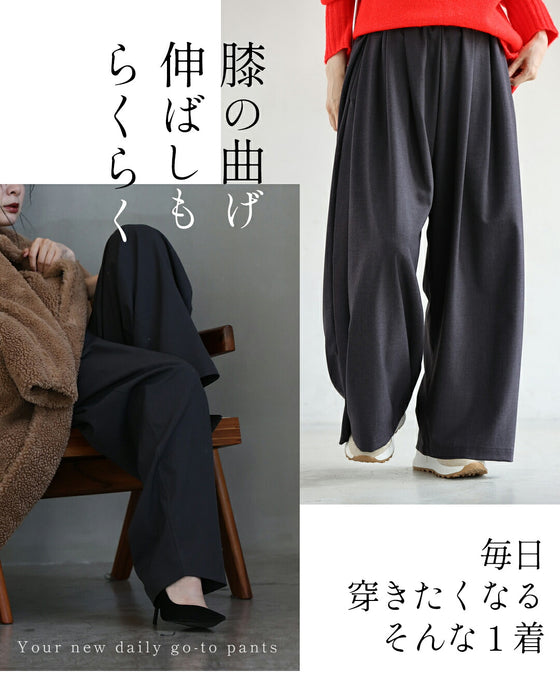 下腹ぽっこり 目隠しタックパンツ