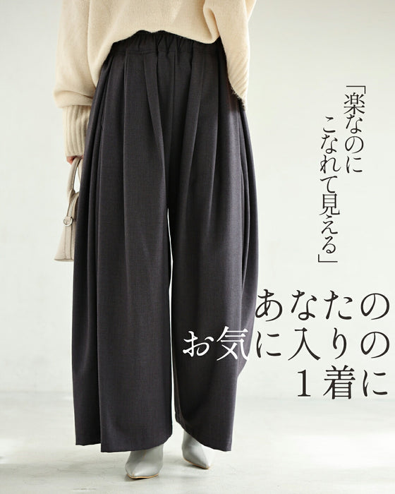 下腹ぽっこり 目隠しタックパンツ