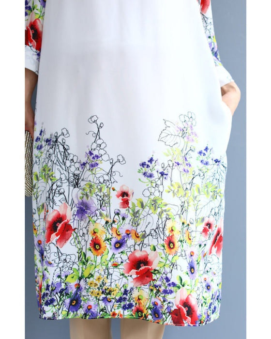 【アウトレット返品交換不可】香り立つような花々。フラワーガーデンミディアムワンピース