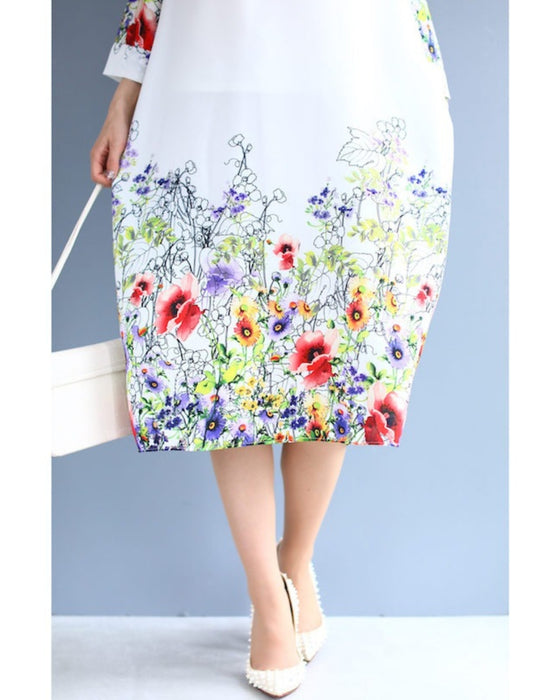 【アウトレット返品交換不可】香り立つような花々。フラワーガーデンミディアムワンピース