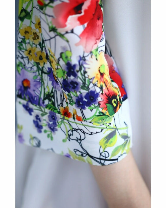 【アウトレット返品交換不可】香り立つような花々。フラワーガーデンミディアムワンピース