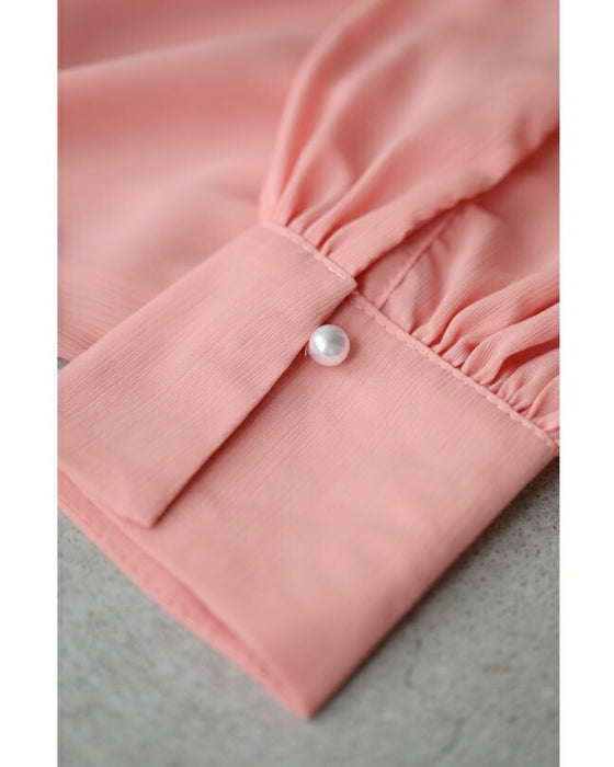 【アウトレット返品交換不可】花びらフリル裾シャーリングブラウストップス