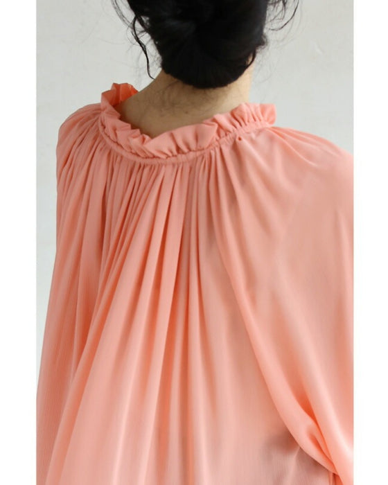 【アウトレット返品交換不可】花びらフリル裾シャーリングブラウストップス